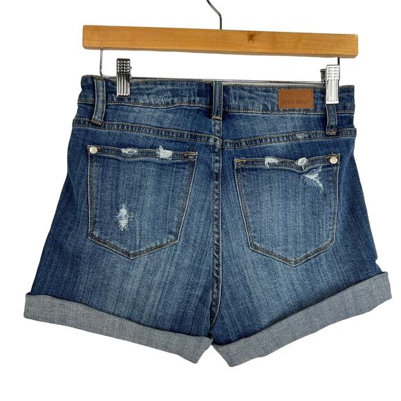 EUC Judy Blue Denim Jean Shorts Women S High Waist Distressed Cuffed - Picture 2 of 9